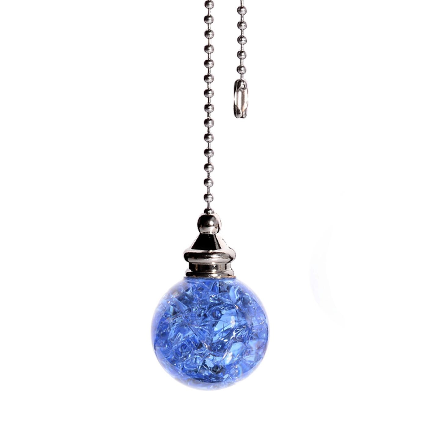 LIGHT BLUE ACRYLIC ICED CRACKLE FAN PULL FOR CEILING FANS