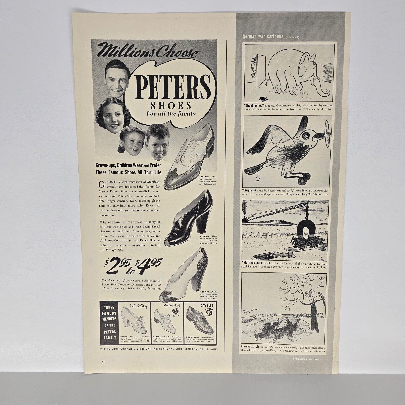 1940 Peters Shoes Vintage Ad Original Footwear For Men Women & Children St Louis