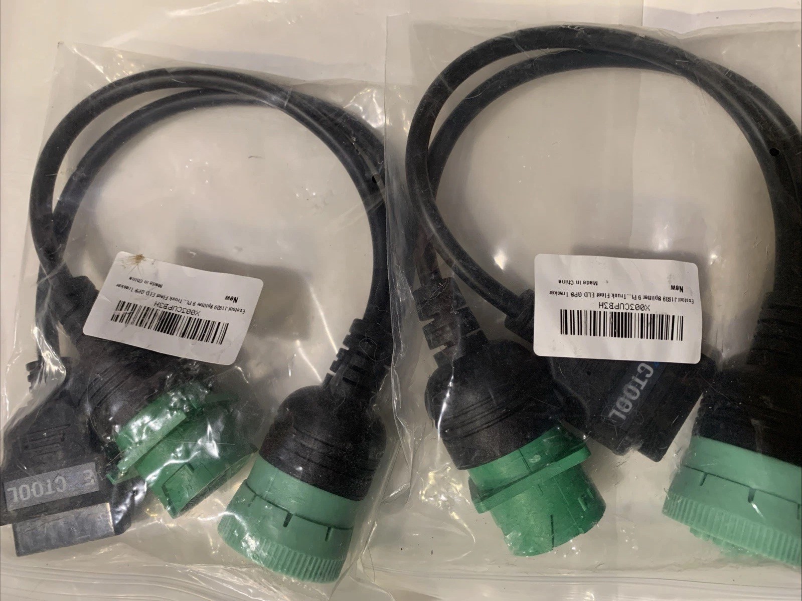 GREEN Type 2 J1939 Male To 16pin Obd2 Female Cable 16pin To 9pin J1939 Lot Of 2