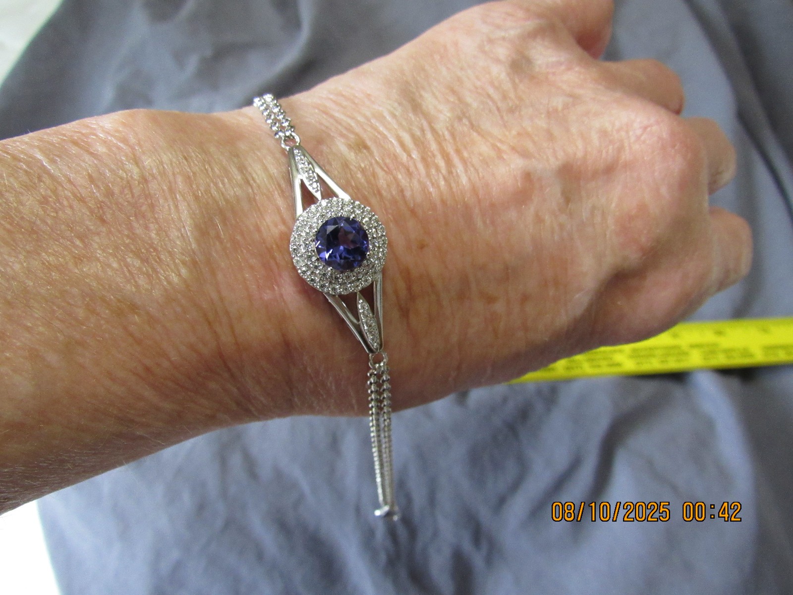 Gold Coast Amethyst Platinum Plated Bracelet NIB 8 inch Adjustable