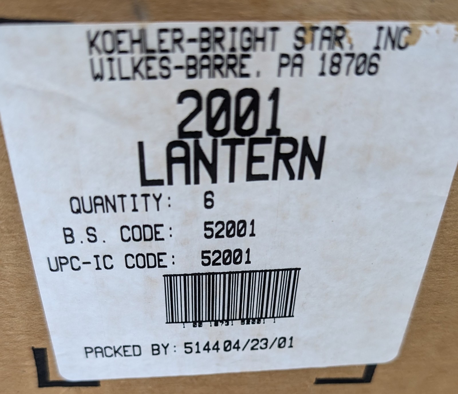 Lot 6 New Old Stock Koehler Bright Star 6V Safety Lantern Flashlight Made in USA