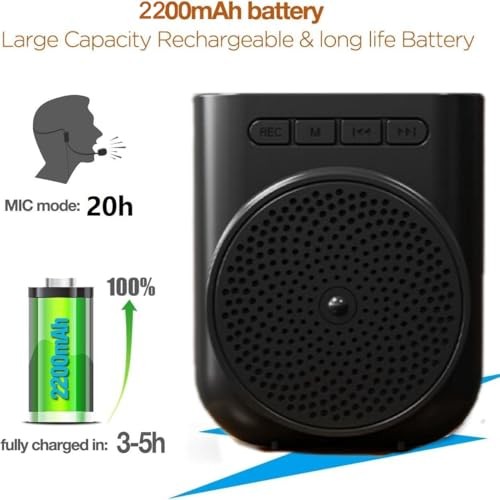 Portable Rechargeable Mini Voice Amplifier with Wired Microphone Headset and