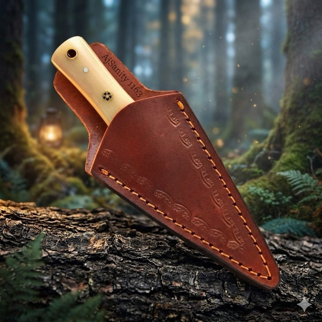 Handmade Damascus Steel Double-edged Hunting Throwing Dagger Mini Boot Knife
