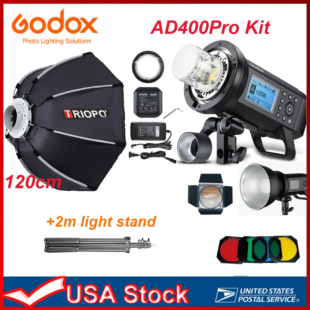 Godox AD400Pro 400Ws outdoor flash+Honeycomb+gels+ 120cm softbox+2m tripod KIT