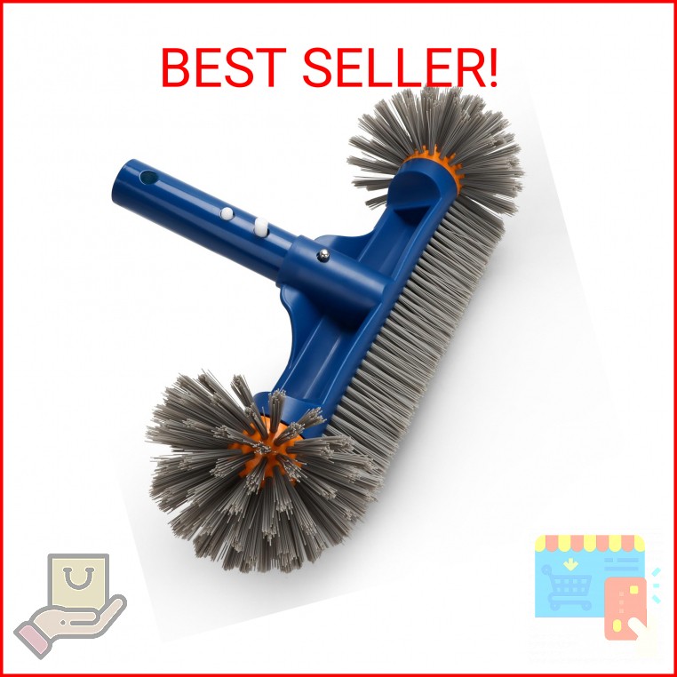 Pool Brush Head with Round Ends, 12.5'' High-Efficiency Pool Brush for Cleaning