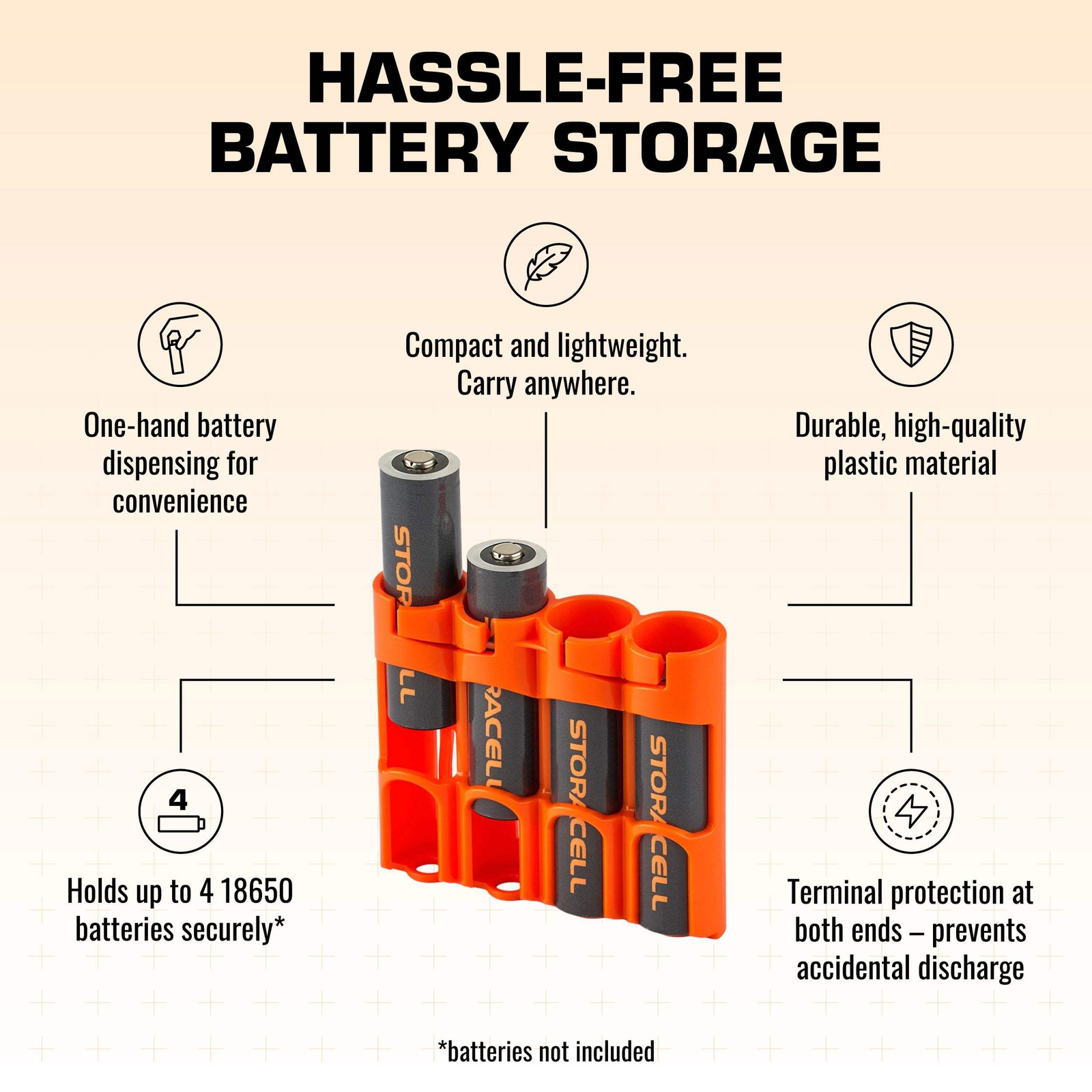 18650 Battery Caddy (Orange)