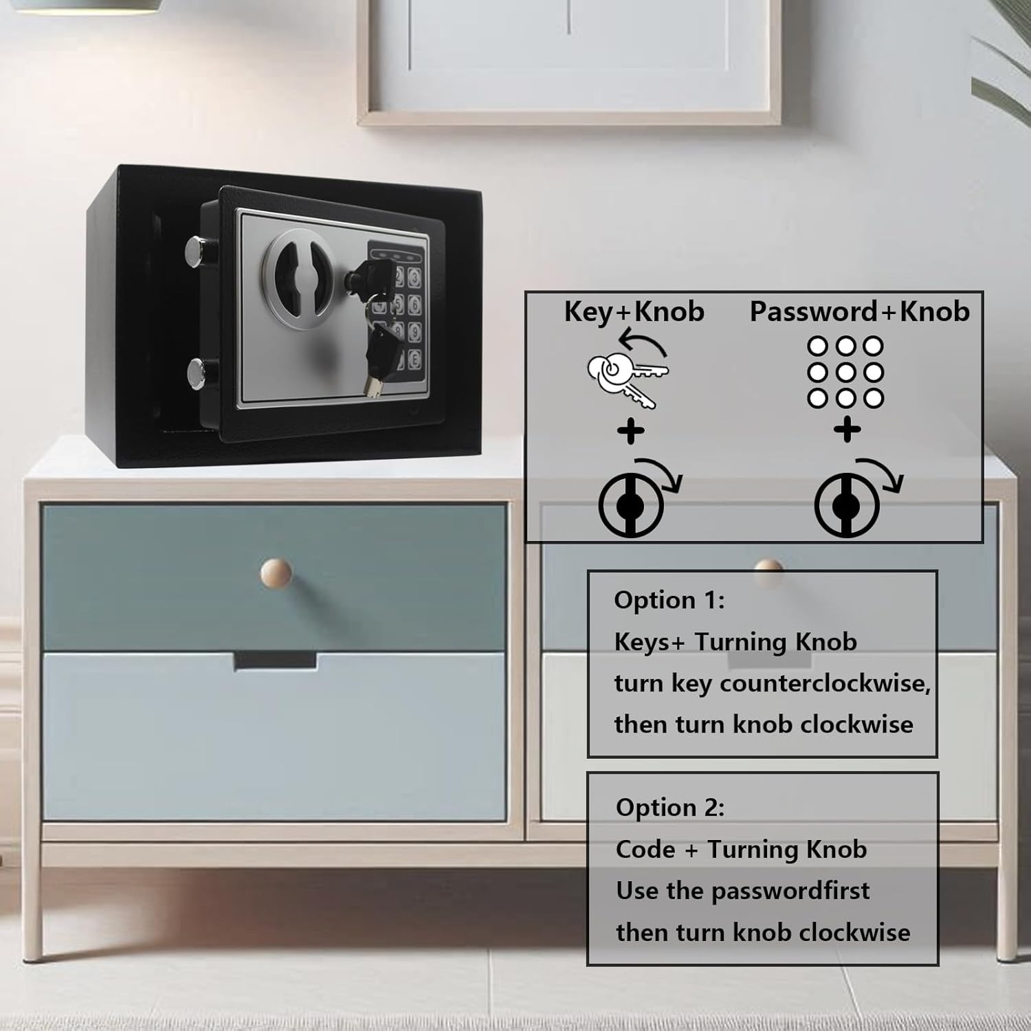 Safe Box with Electronic Keypad, Small Hidden Steel Security Lock Box with Key
