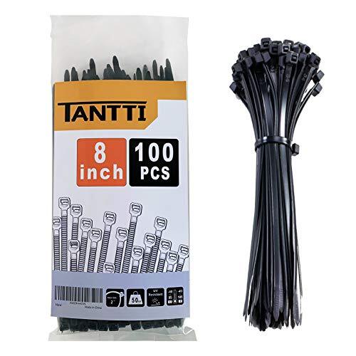 Zip Ties 8 inch Black Zip Ties with 40 Pounds Tensile 8" 100 Pack
