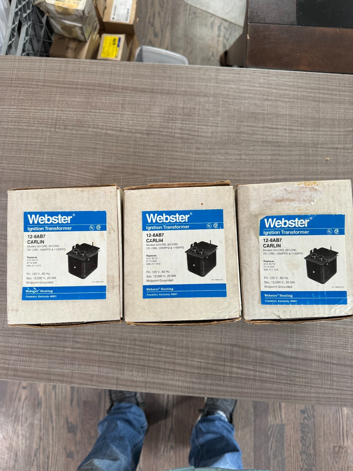 WEBSTER 12-8AB7 CARLIN IGNITION TRANSFORMER 120V MIDPOINT GROUNDED