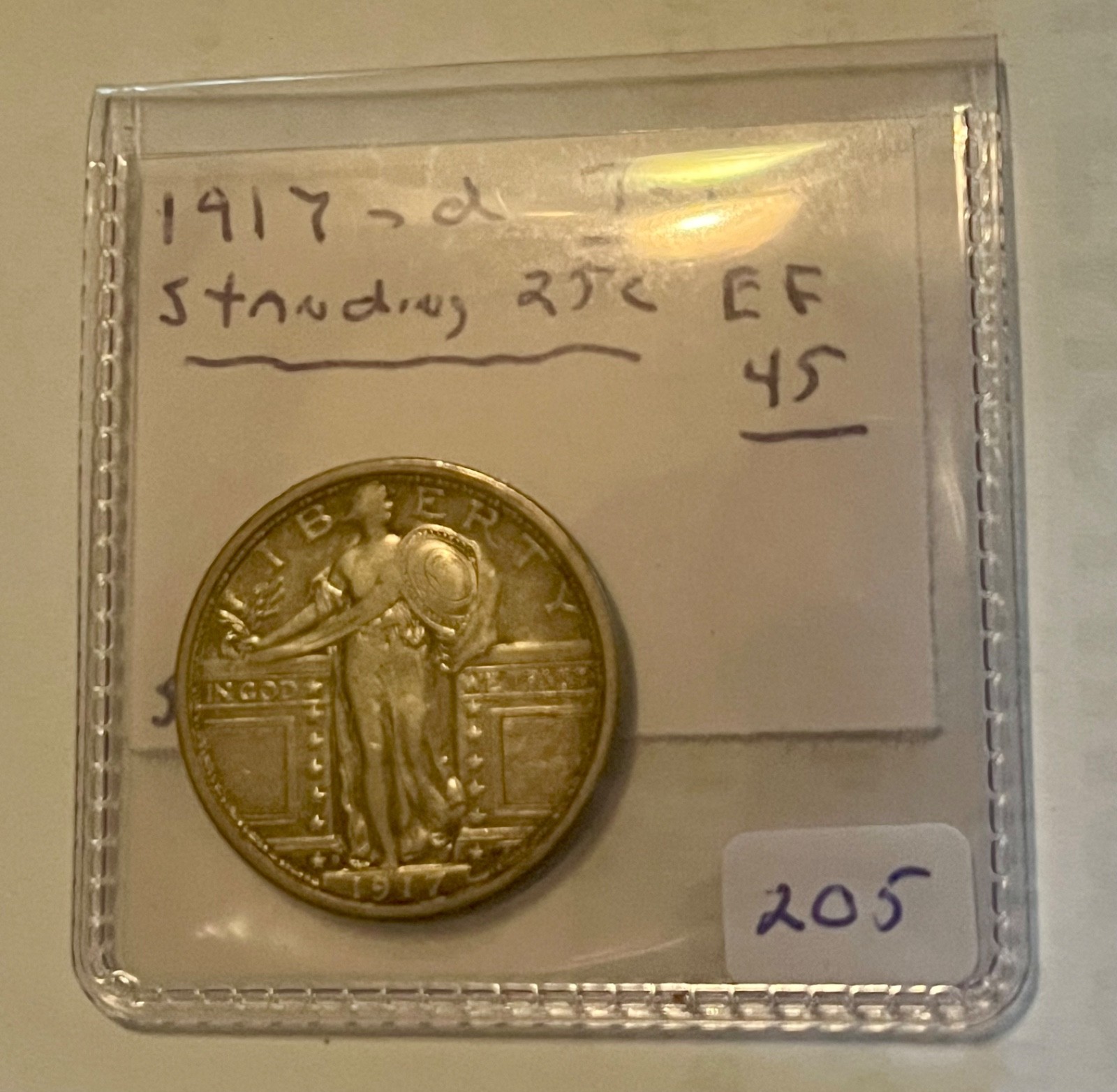 1917-d T-1. Standing Liberty Quarter  ,  nice extra fine,  EF