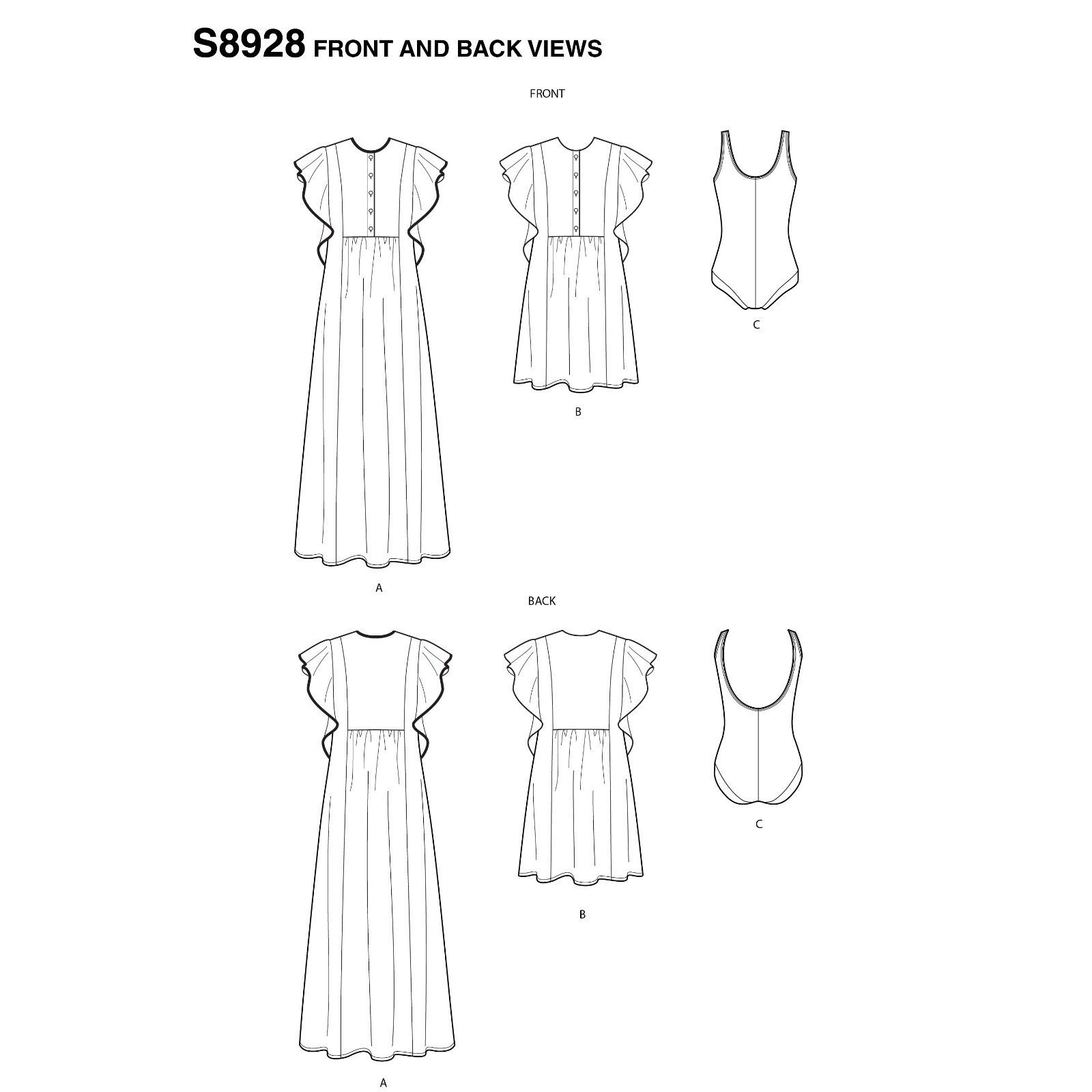 Simplicity 8928 Sz 4-20 Swimsuit & Caftan Coverup Boho Peasant Dress Pattern