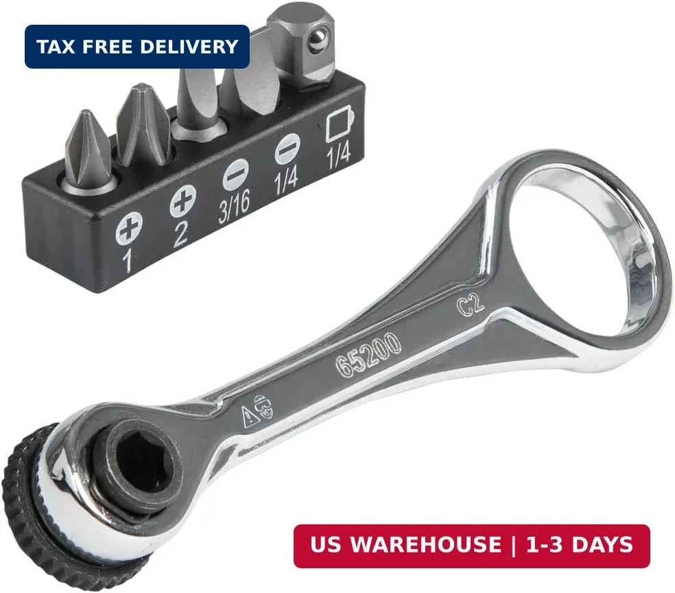 Klein Tools 65200 Ratchet Set, 5-Piece Mini Ratchet Set with Phillips, Slotted,