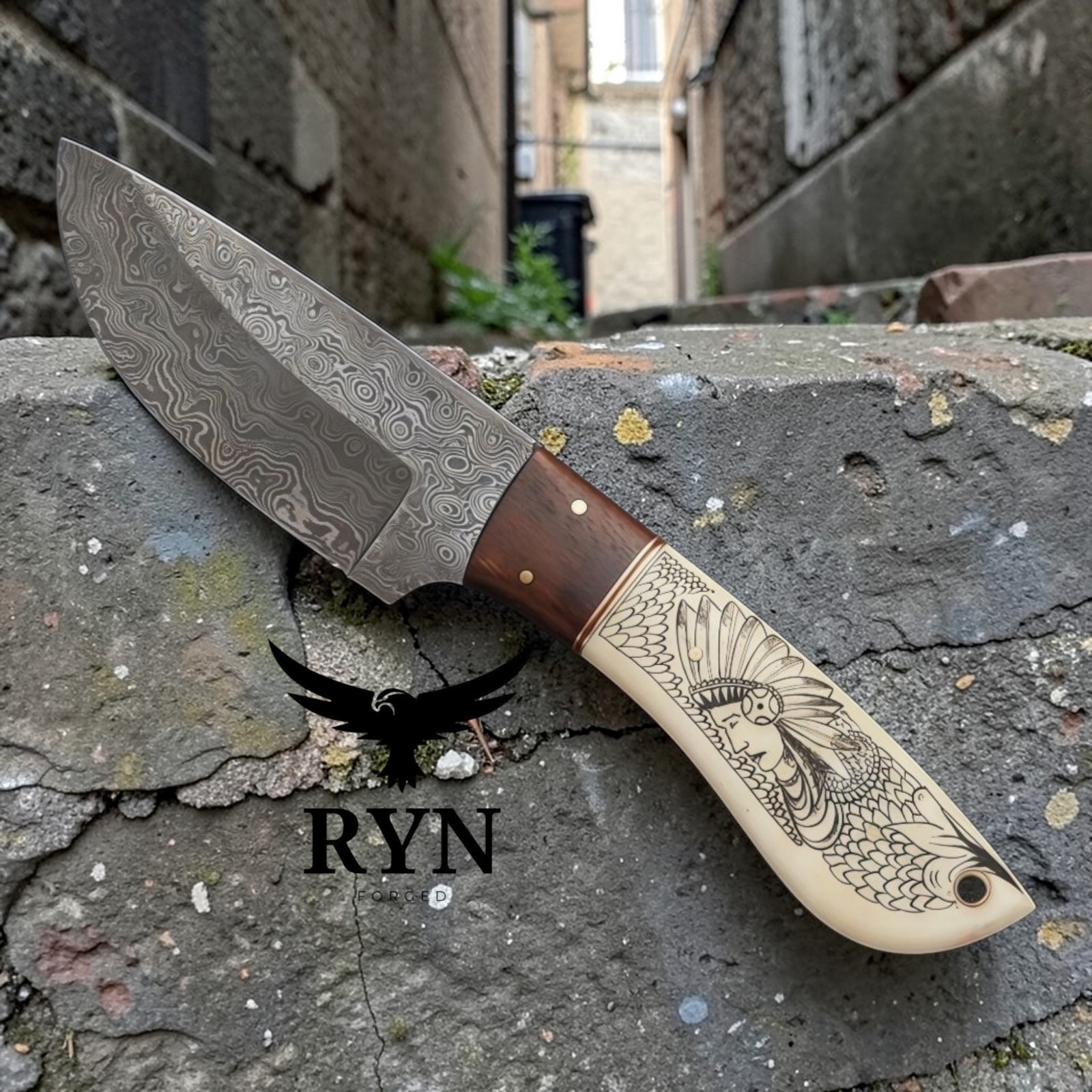 Handmade Hunting knife Skinner knife with leather cover