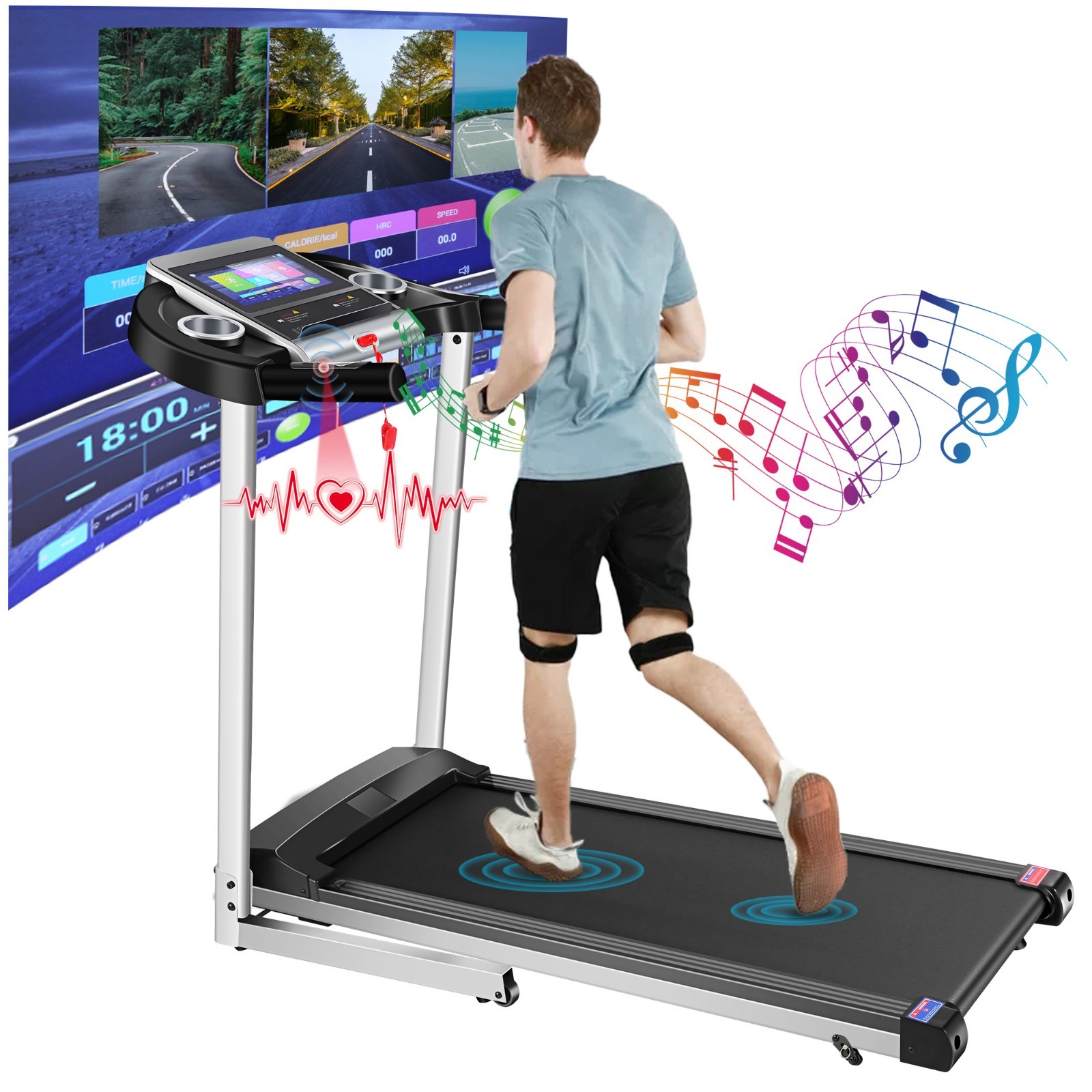 Folding Treadmill for Home Electric 3.25HP Foldable Running Machine w/Incline US