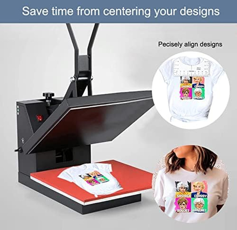 9Pcs Tshirt-Ruler Guide to Center Vinyl, Transparent V-Neck/Round PVC Ruler f...