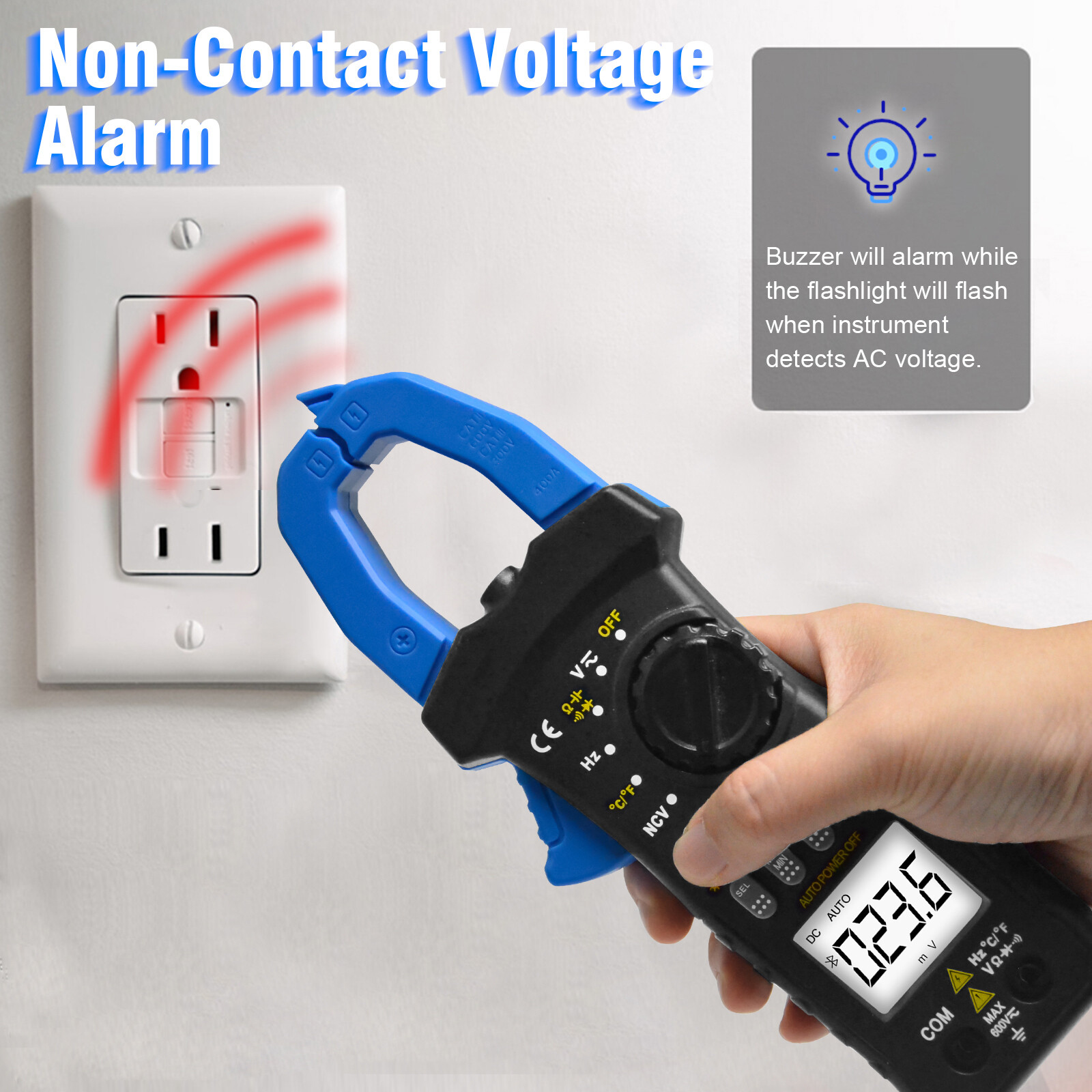 Digital Clamp Meter TRMS AC DC Volt Amp Current Clamp on Voltmeter Multimeter