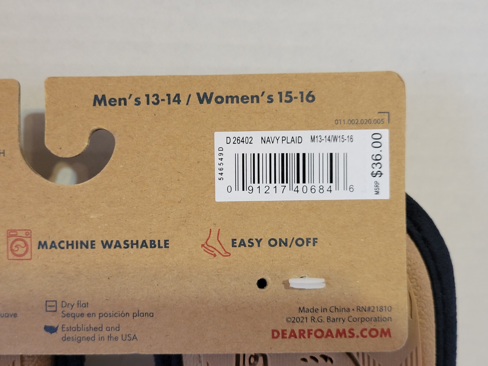 Dearfoams Unisex-Adult Grand Bear Plaid Clog Slipper W 15-16 M 13-14 NWT