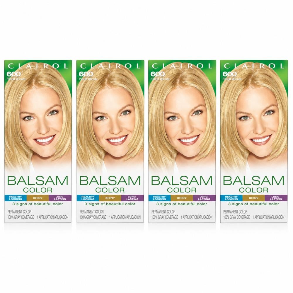 Pack of (4) New Clairol Balsam Permanent Hair Color, 600 Palest Blonde
