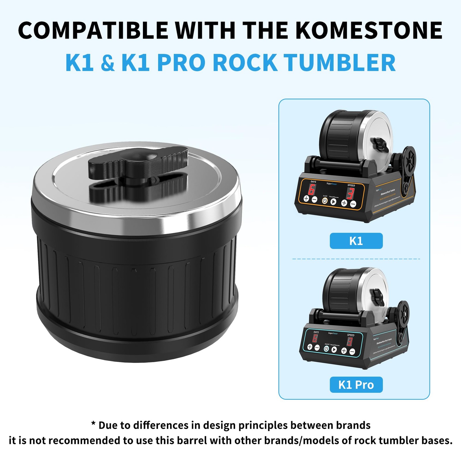 KomeStone Replacement Rubber Barrel for Rock Tumblers – Extra Large, Black