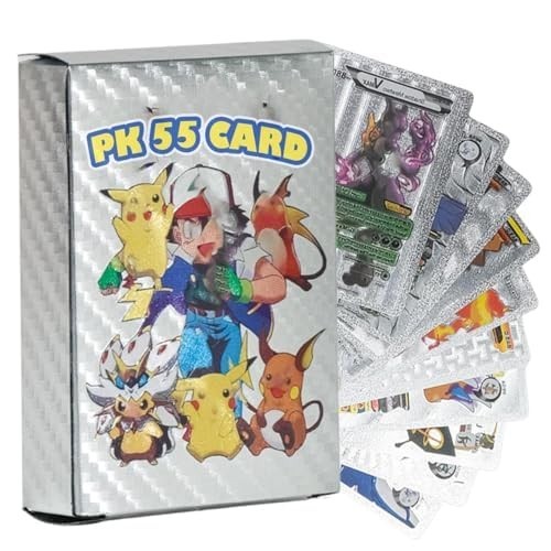 Pokemon Card Foil Silver  PACK CARDS 55 Per Box Common Cards Style .