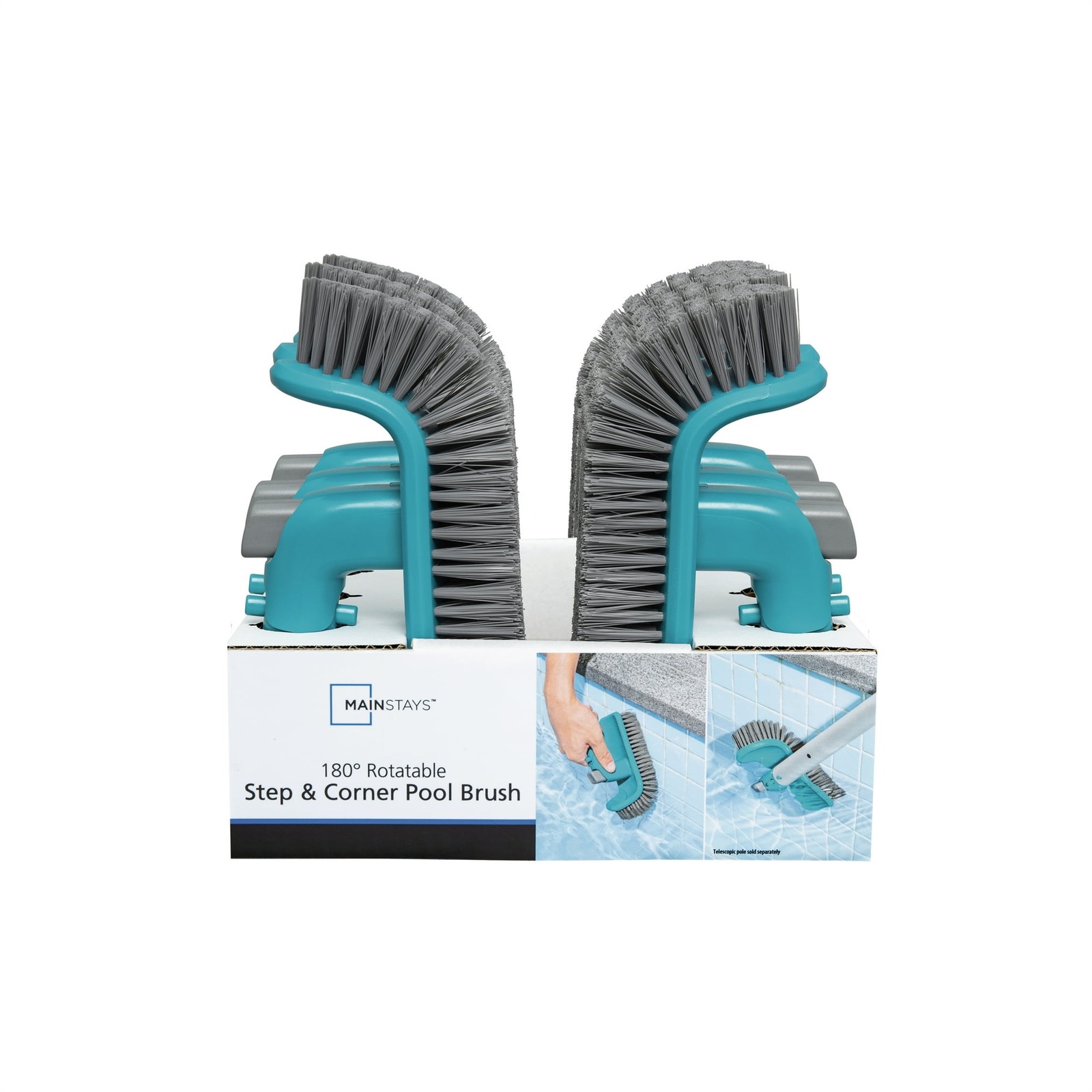 3 Pack Mainstays Rotatable Step & Corner Pool Brush Heads