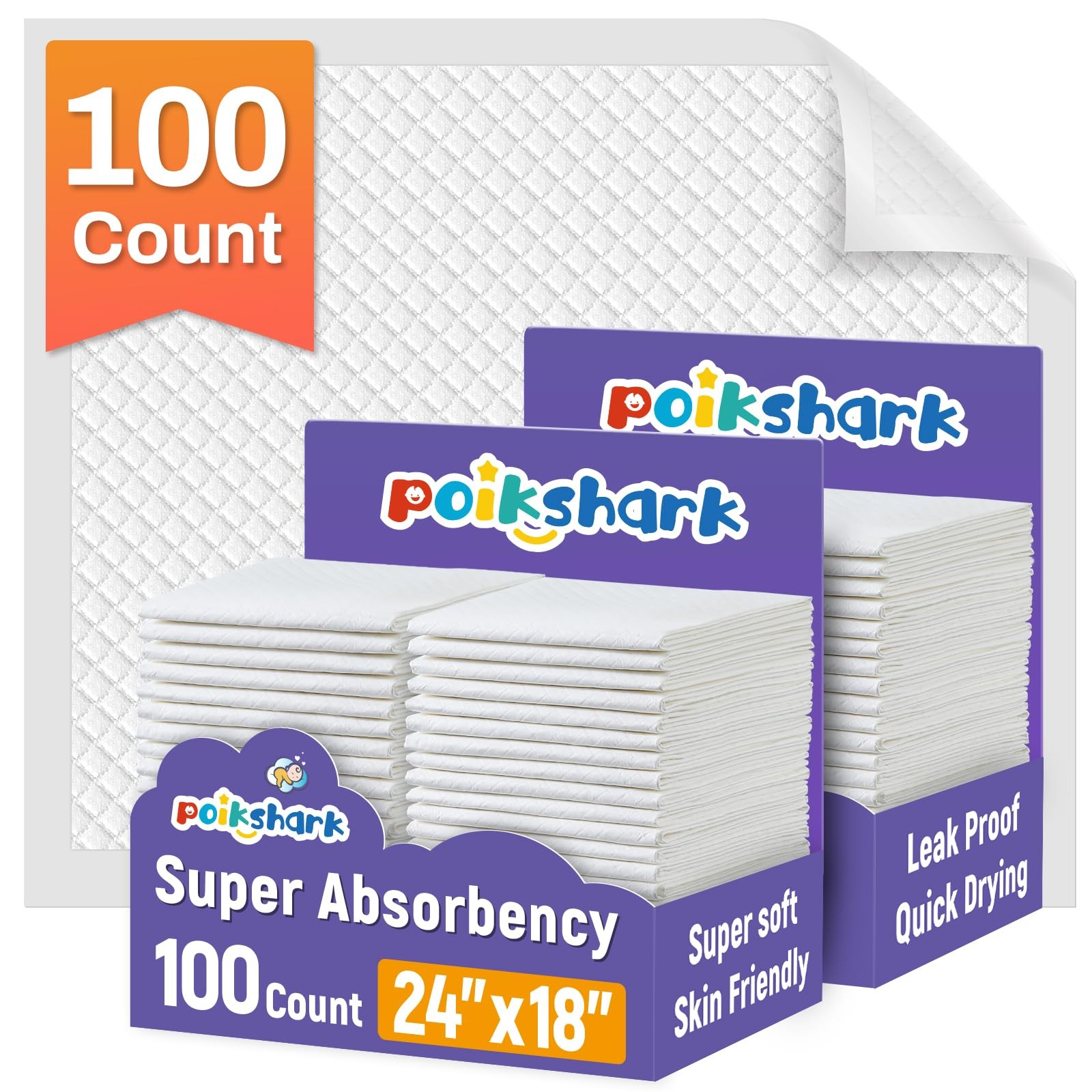 100 Pack Disposable Changing Pads for Baby, 18" x 24" Super Absorbency Dispos...