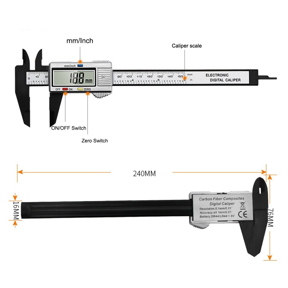 Plastic 150mm Digital Vernier Caliper Micrometer Measure Tool Gauge Ruler