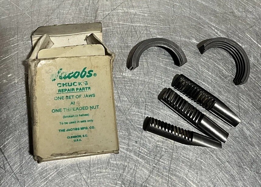 Jacob’s Chucks Repair Kit One Set Of Jaws, One Threaded Nut Used Surplus