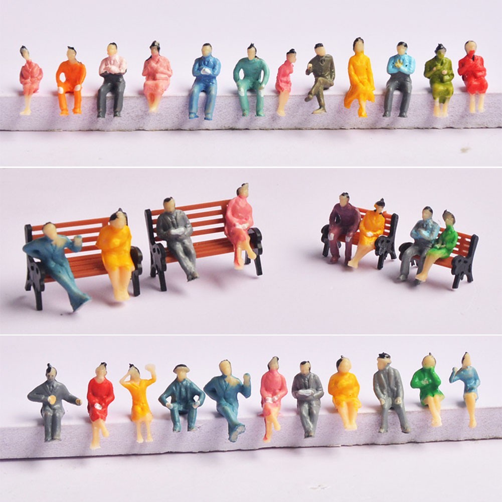 Painted Figures People Model Scale Sitting 100pcs All Seated Model People