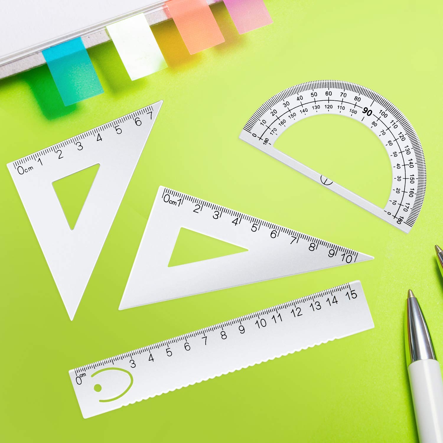 6 Pcs Triangular Ruler Set 12 Inch Engineering Scale Aluminum Silver