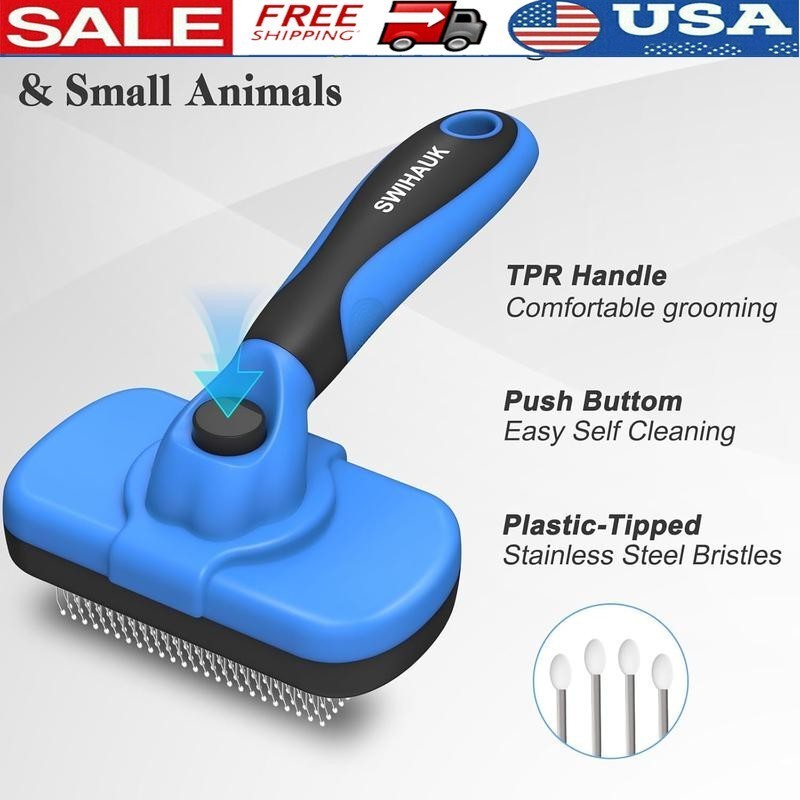 Self Cleaning Slicker Brush Dogs Cats Grooming Deshedding Tool Safe Durable New