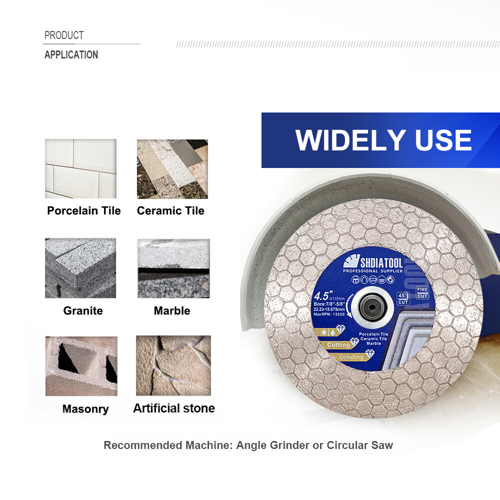 SHDIATOOL 5pcs 4"/105mm Diamond Cutting Disc Hexgon Double Sided Grinding Wheel