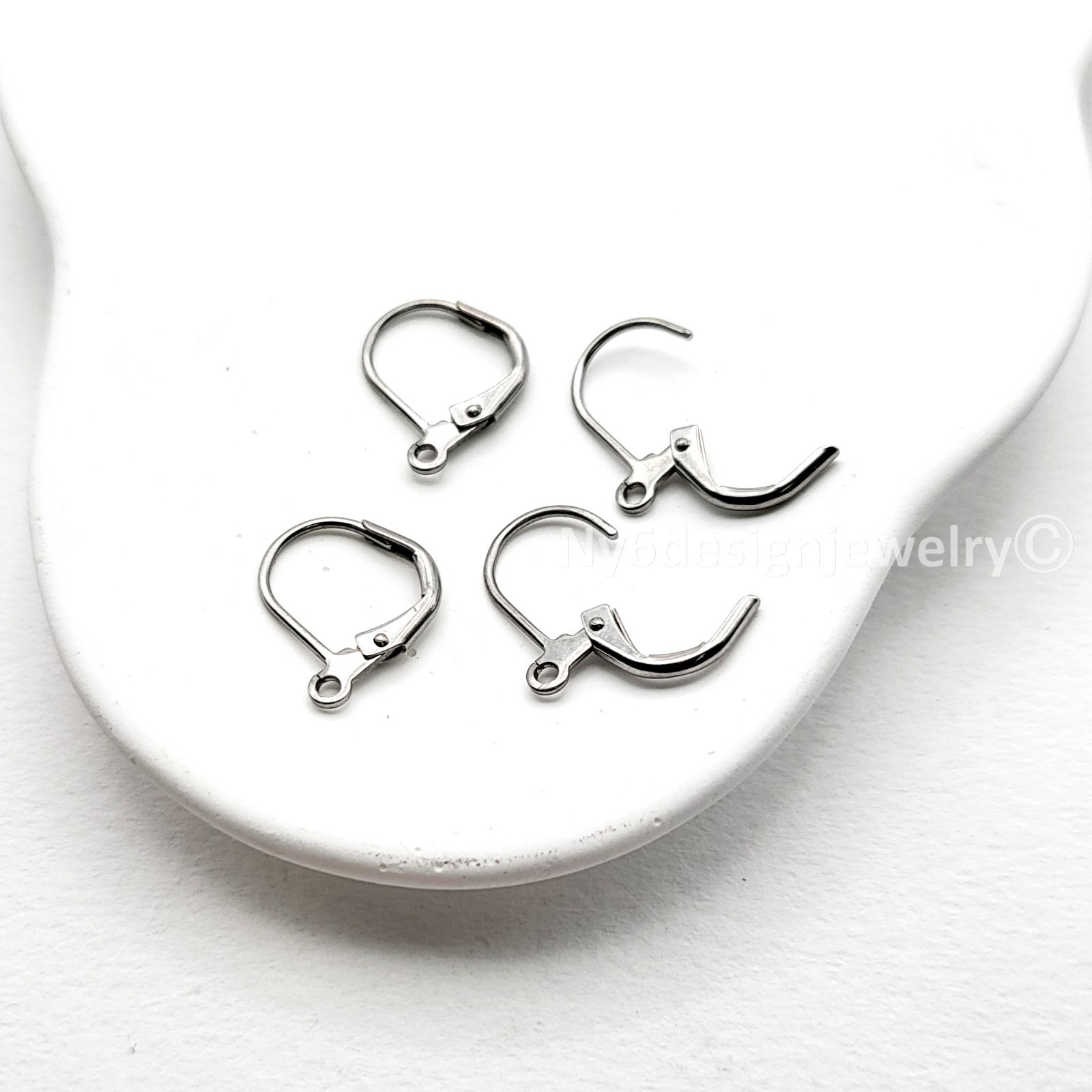 Stainless Steel Leverback Earring Findings – 4pcs Plain Ear Wires w/ Open Ring