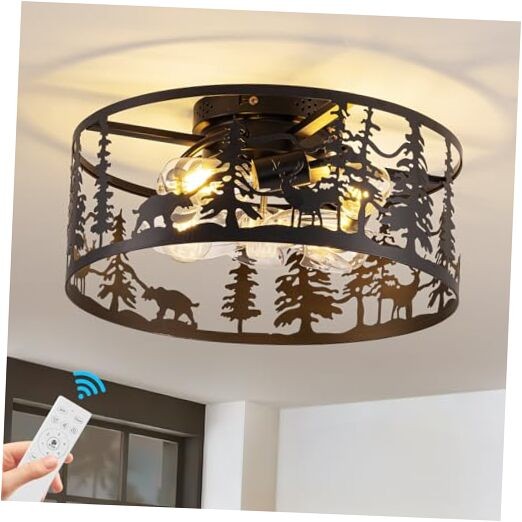 Black Fandelier Black Chandelier Fan with，Farmhouse 0314/Black Rustic Fan