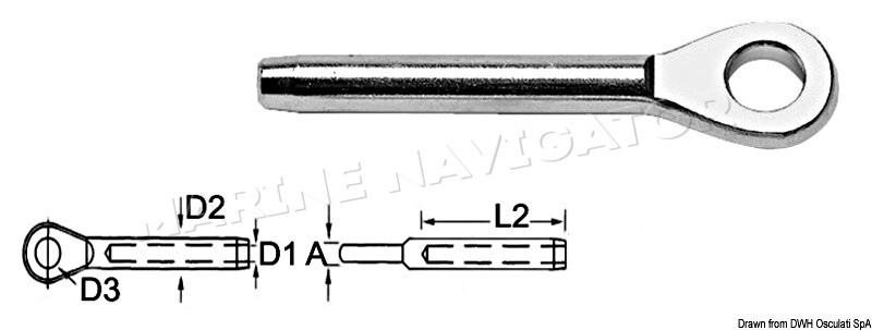 OSCULATI Stainless Steel Press-Fitting Eye Terminal For 5 mm Diameter Cables