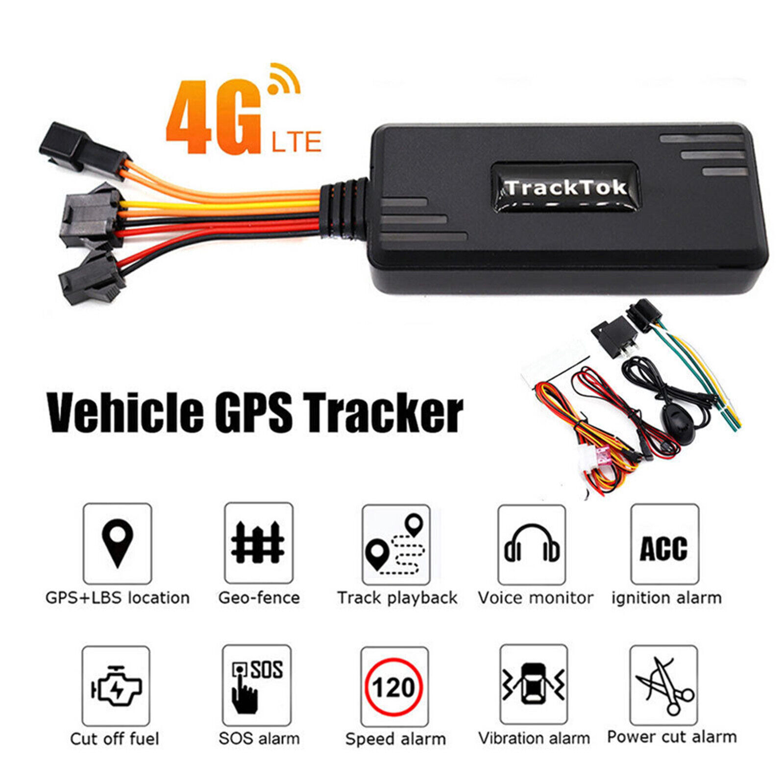 4G Car GPS Tracker Real-time Tracking Locator Device Remote Control Anti Theft