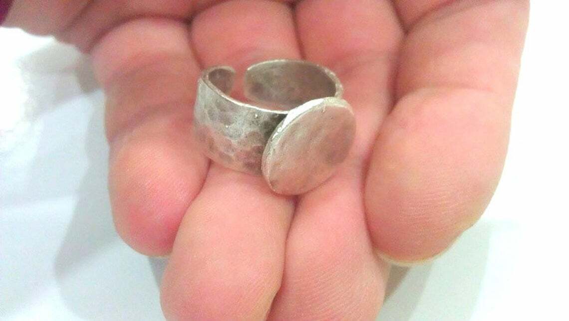 Ring Blank Base Bezel Setting Antique Silver Plated Brass Adjustable