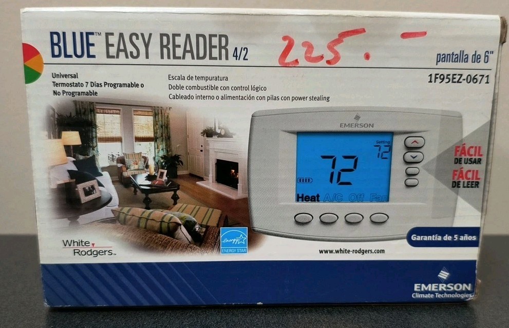 Emerson 1F95EZ-0671 Easy-Reader 7-Day Programmable Thermostat New Open Box
