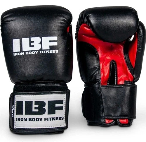 Iron Body Fitness 14oz Boxing Training Gloves TRN Black Red White IBF New