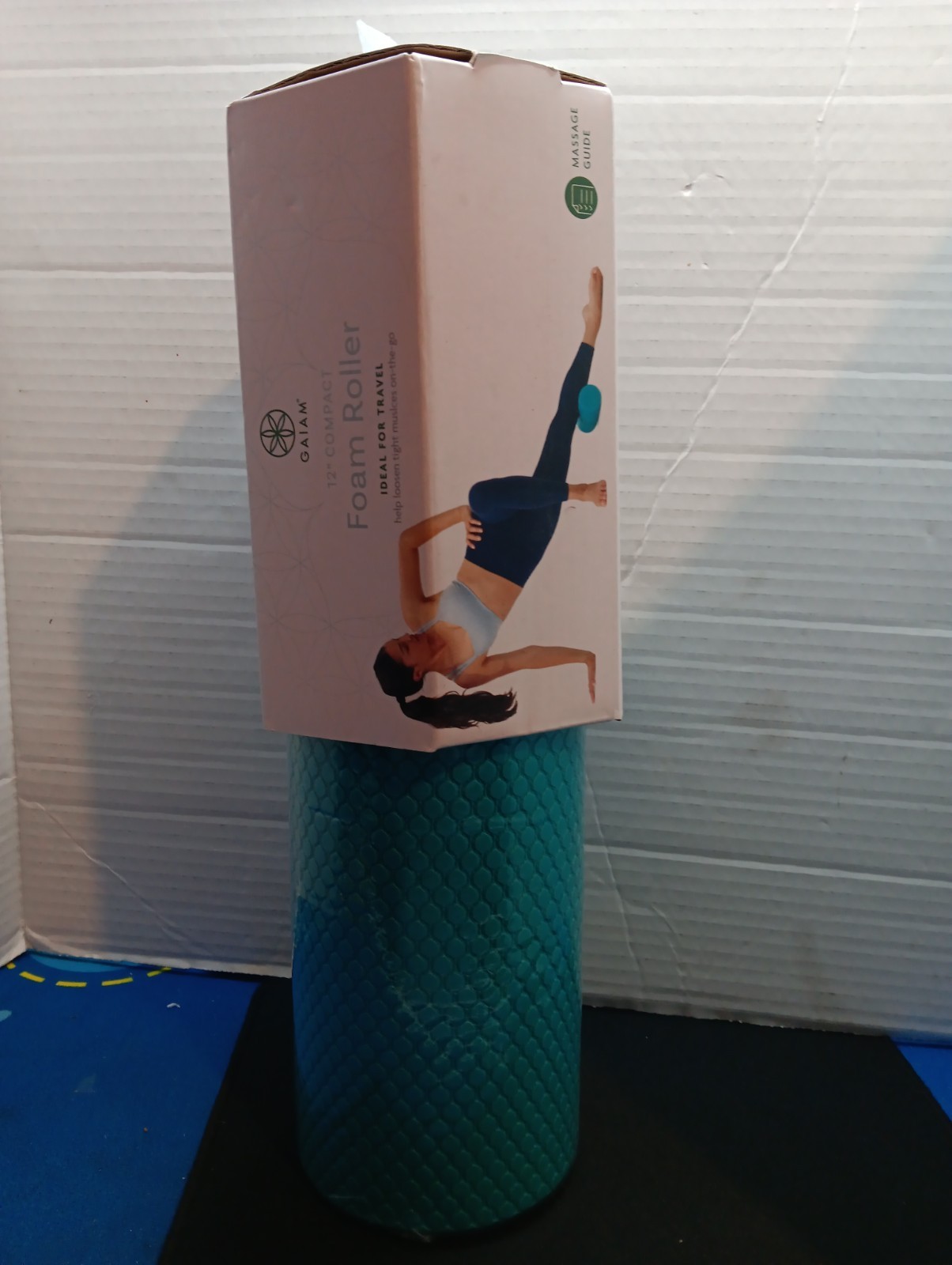 Gaiam Restore Foam Roller Compact 12" Foam - Textured Teal Blue