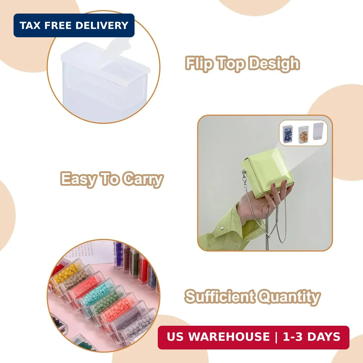 100Pcs Plastic Flip Top Seed Bead Small Storage Containers 2x1 Rectan