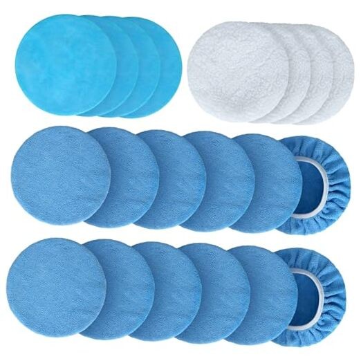 20 PCS Car Orbital Buffer Pads Bonnet Microfiber Polishing Bonnet 7-8 Inch