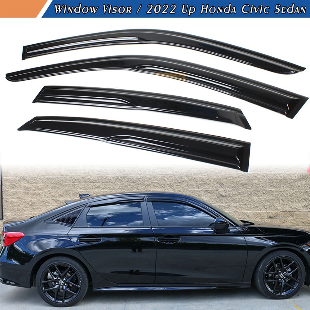 Window Visors Vent Rain Guards Deflector 4pc Set For Honda Civic Sedan 2022-2025