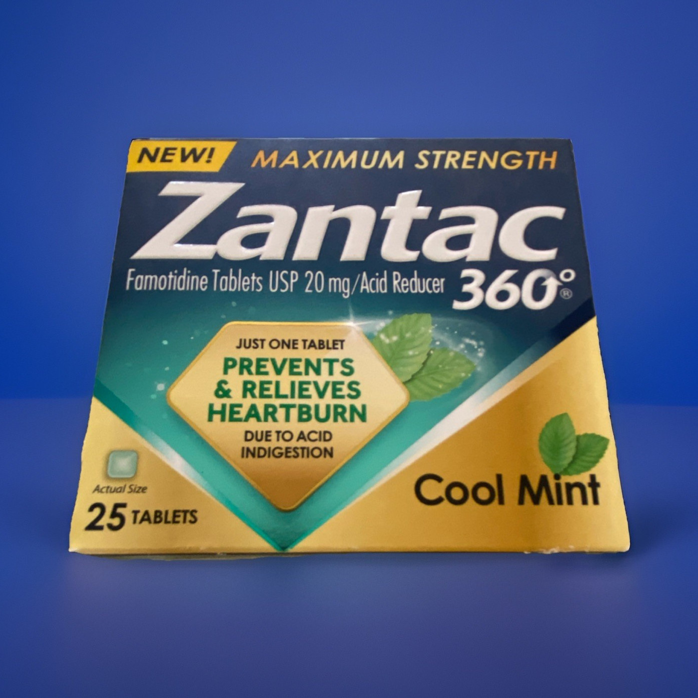 Zantac 360° Maximum Strength Famotidine 20mg Cool Mint Tablets 25 Count