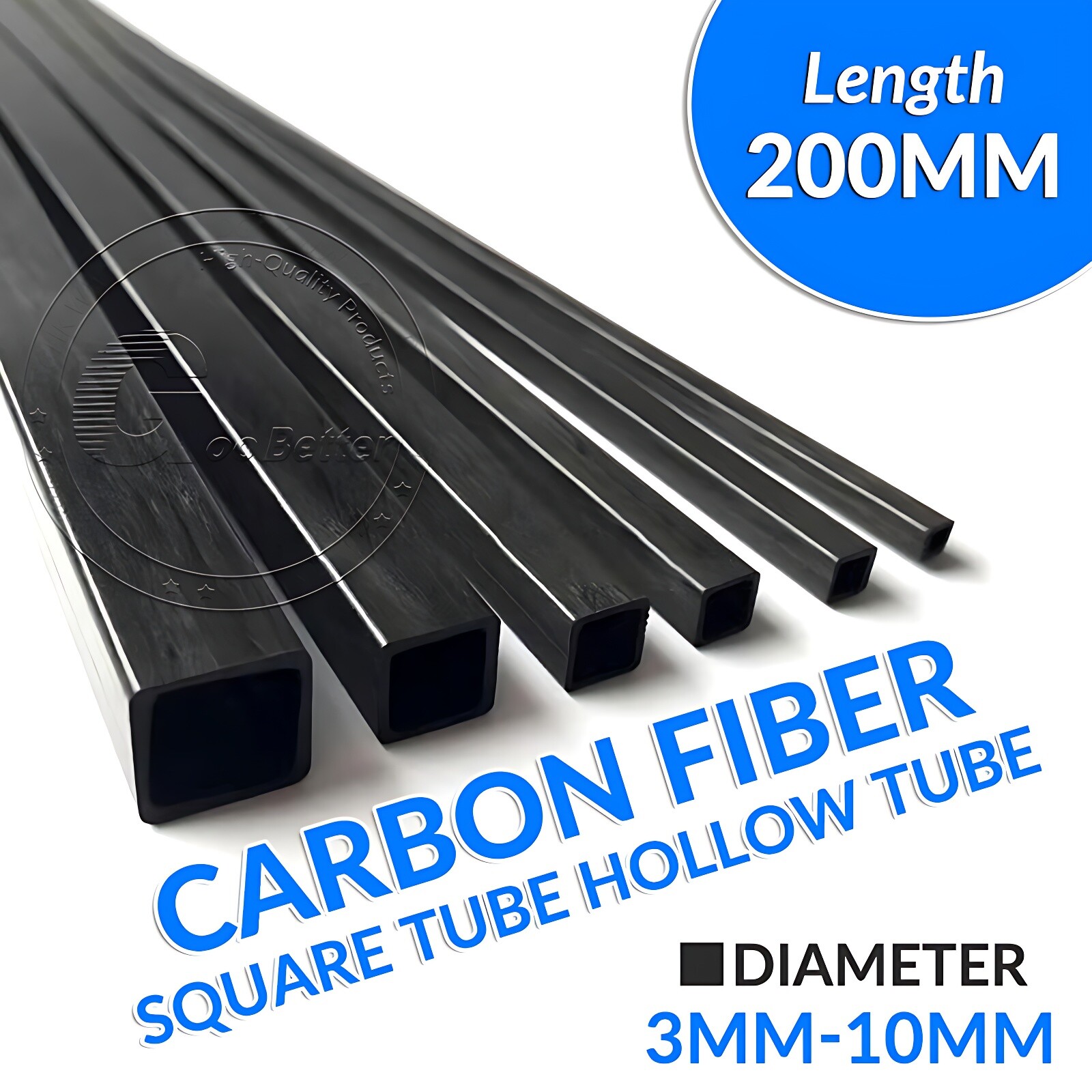 Black Carbon Fiber Square Tube Pipe Square Hole 3mm-10mm Hollow Tube RC Model