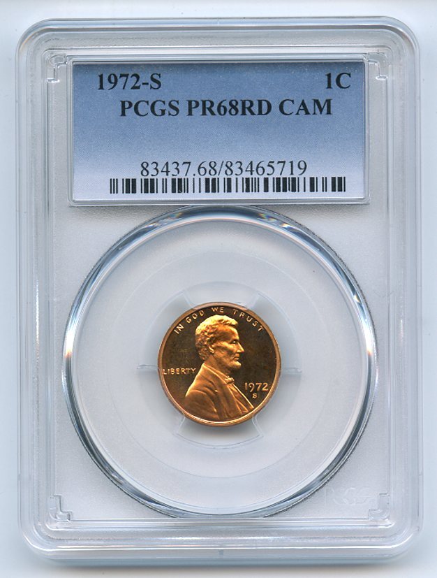 1972 S 1C Lincoln Cent PCGS PR68CAM