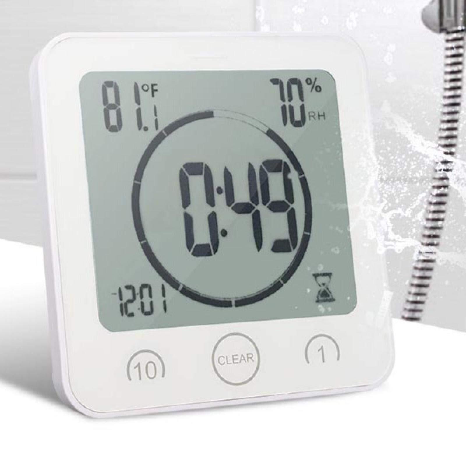 Wall Clock Waterproof LCD Digital Wall Clock Shower Suction Wall Stand Alarm ...