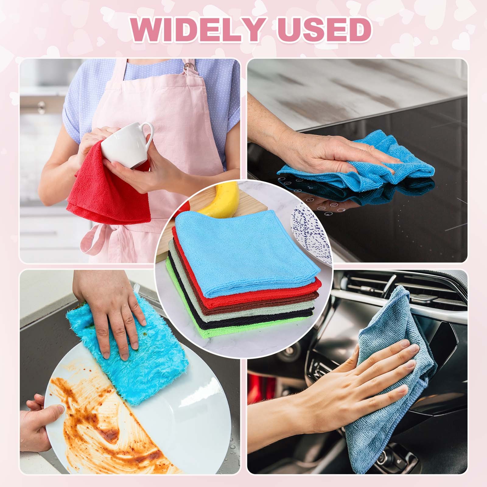 5 Pcs Microfiber Cleaning Cloth Black(Square) 11.8"X11.8"