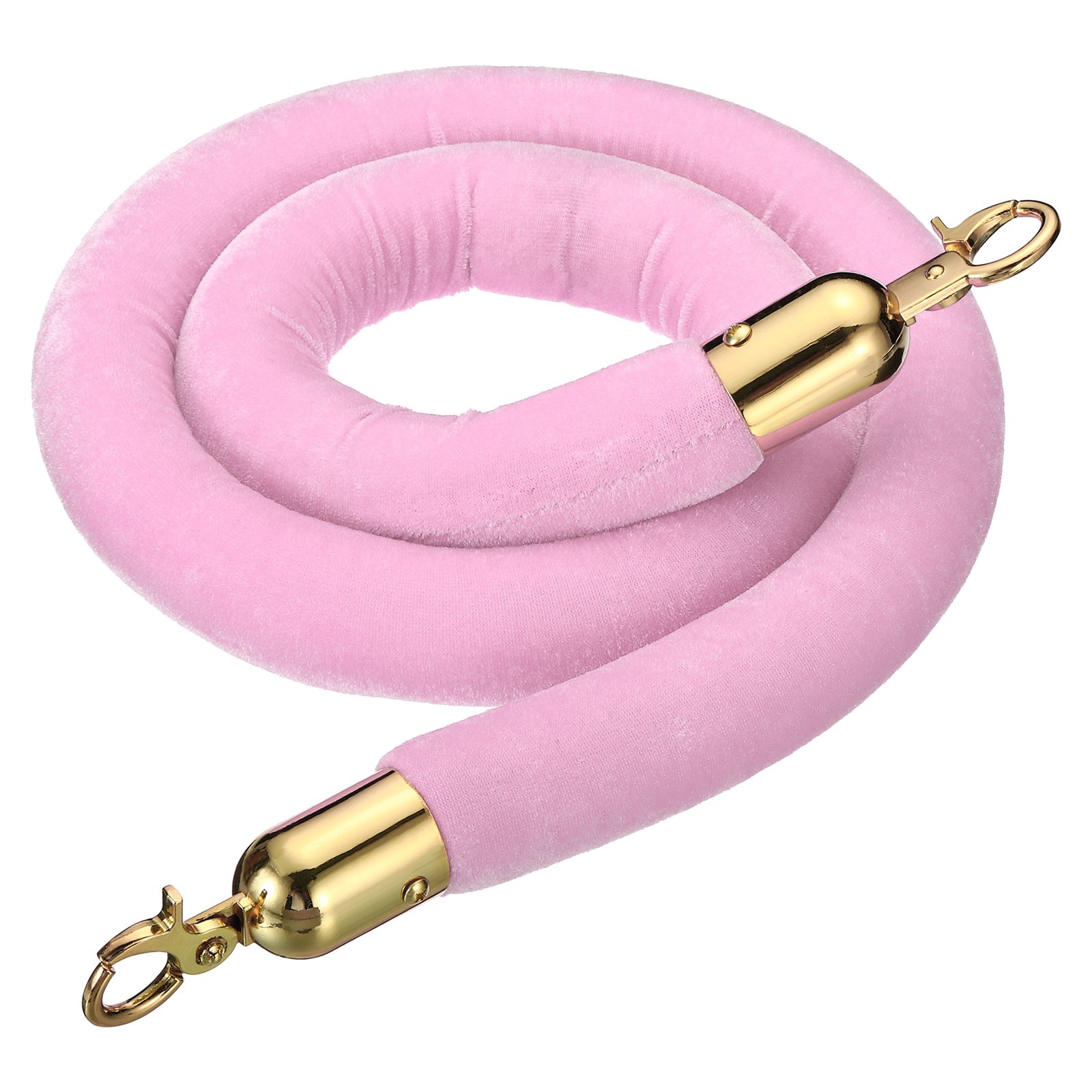 3.9 Feet Pink Velvet Stanchion Rope Crowd Control Barrier Rope Golden