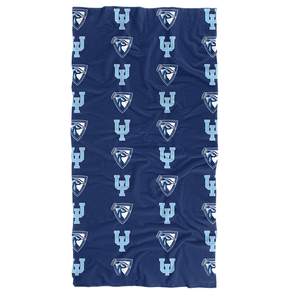 Upper Iowa University Beach Towel/Bath Towel, 30"x60" Logo Pattern